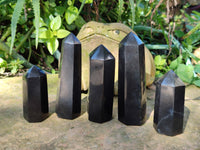 Polished Black Basalt Points x 12 From Antsirabe, Madagascar