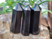 Polished Black Basalt Points x 12 From Antsirabe, Madagascar