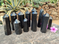 Polished Black Basalt Points x 12 From Antsirabe, Madagascar