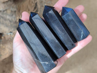 Polished Black Basalt Points x 12 From Antsirabe, Madagascar
