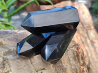Polished Black Basalt Points x 12 From Antsirabe, Madagascar