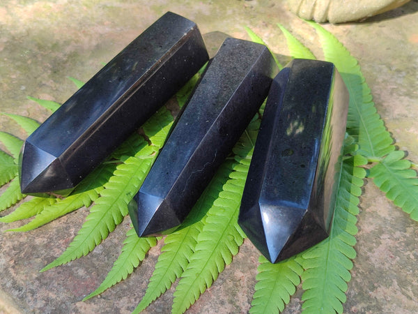 Polished Black Basalt Points x 12 From Antsirabe, Madagascar