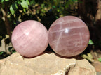 Polished Star Rose Quartz Spheres x 2 From Ambatondrazaka, Madagascar - Toprock Gemstones and Minerals 