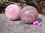 Polished Star Rose Quartz Spheres x 2 From Ambatondrazaka, Madagascar - Toprock Gemstones and Minerals 