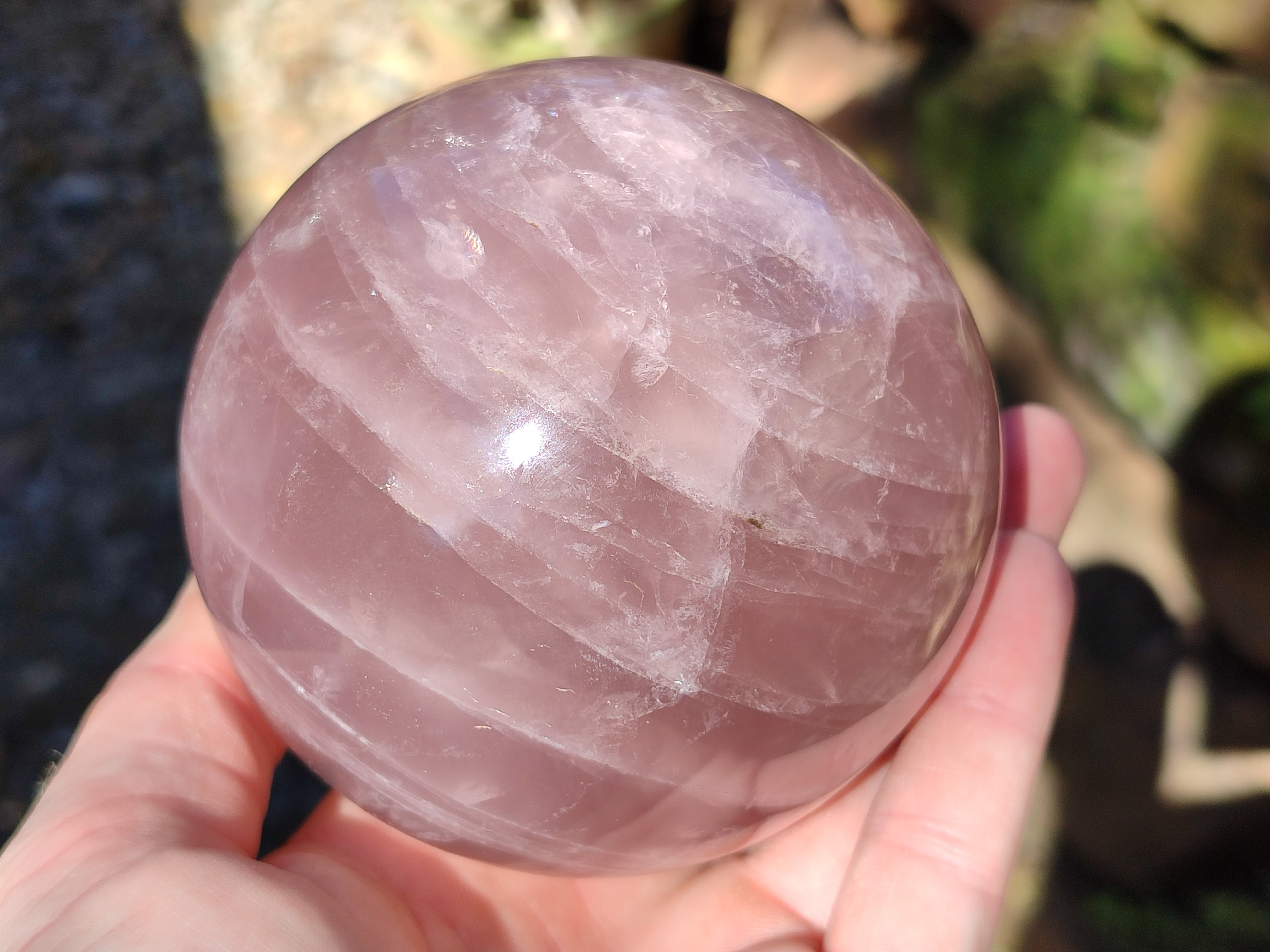 Polished Star Rose Quartz Spheres x 2 From Ambatondrazaka, Madagascar - Toprock Gemstones and Minerals 