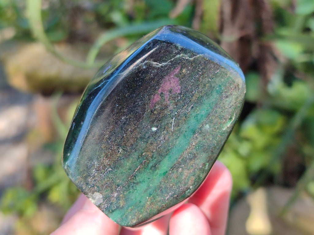 Polished Ruby Corundum In Chrome Verdite Standing Free Forms x 3 From Zimbabwe - Toprock Gemstones and Minerals 