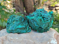 Natural Silky Malachite Specimens x 4 From Kasompe, Congo