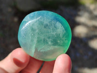 Polished Green Fluorite Palm Stones x 20 From Madagascar