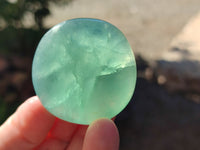 Polished Green Fluorite Palm Stones x 20 From Madagascar