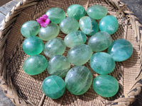 Polished Green Fluorite Palm Stones x 20 From Madagascar