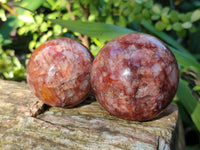 Polished Red Hematoid Quartz Spheres x 4 From Ambatondrazaka, Madagascar
