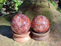 Polished Red Hematoid Quartz Spheres x 4 From Ambatondrazaka, Madagascar