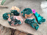 Natural Dioptase on Dolomite Matrix Specimens x 6 From Likasi, Congo