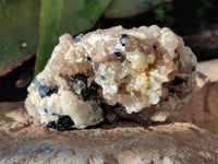 Natural Hyalite Opal Specimens with Black Tourmaline, Smokey Quartz on Feldspar x 1 From Erongo, Namibia