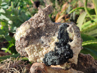 Natural Hyalite Opal Specimens with Black Tourmaline, Smokey Quartz on Feldspar x 1 From Erongo, Namibia