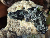 Natural Hyalite Opal Specimens with Black Tourmaline, Smokey Quartz on Feldspar x 1 From Erongo, Namibia