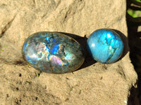 Polished Labradorite Palmstones x 35 From Tulear, Madagascar
