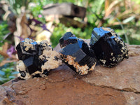 Natural Schorl Black Tourmaline Specimens with Hyalite Opal x 20 From Erongo, Namibia