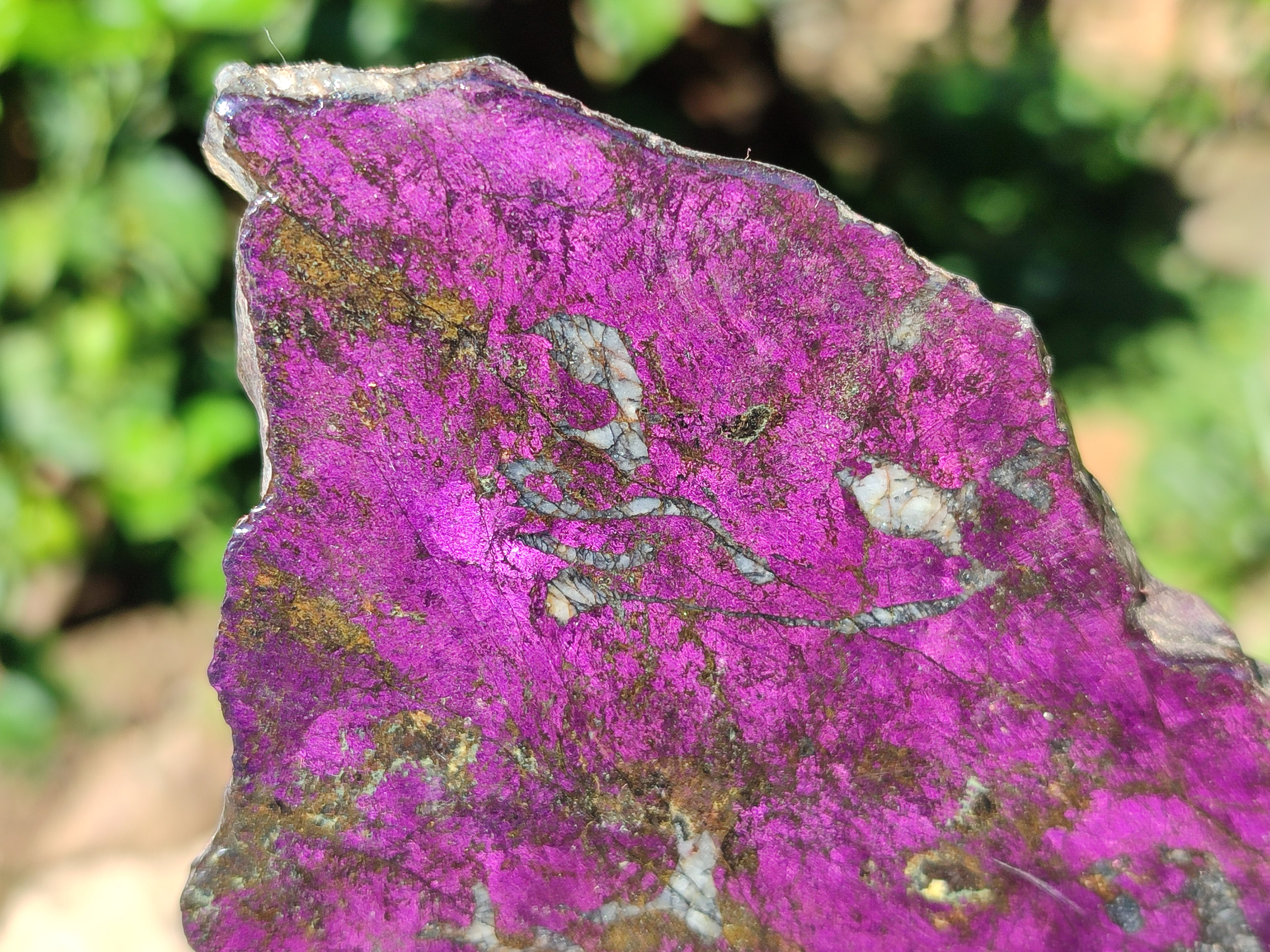 Polished Purpurite Coated with Resin On One Side x 3 From Erongo, Namibia - Toprock Gemstones and Minerals 