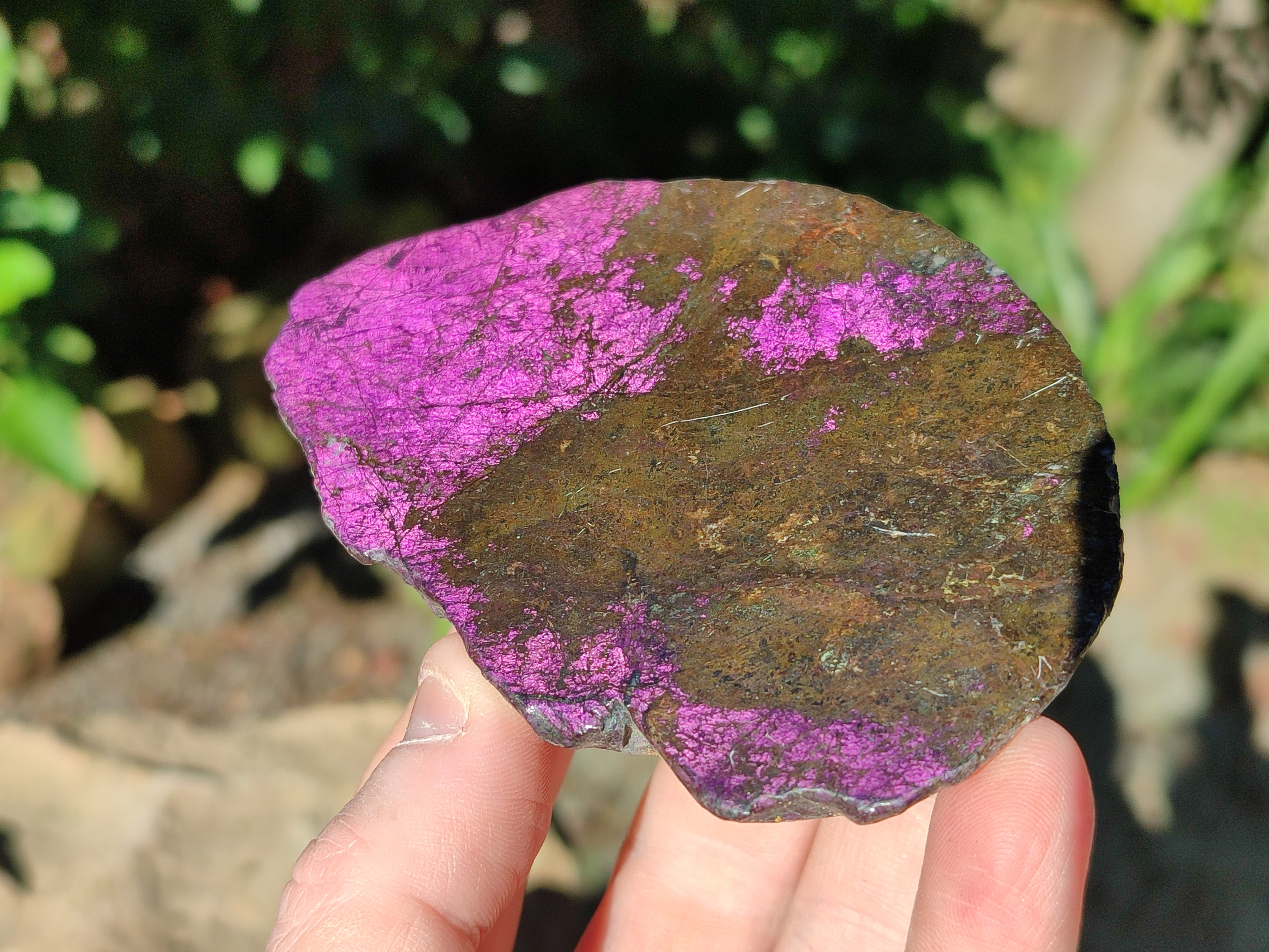 Polished Purpurite Coated with Resin On One Side x 3 From Erongo, Namibia - Toprock Gemstones and Minerals 