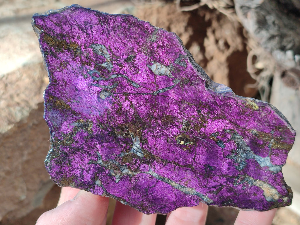 Polished Purpurite Coated with Resin On One Side x 3 From Erongo, Namibia - Toprock Gemstones and Minerals 