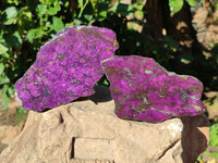 Polished Purpurite Coated with Resin On One Side x 3 From Erongo, Namibia