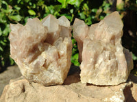 Natural Phantom Quartz Clusters x 2 From Luena, Congo