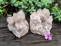 Natural Phantom Quartz Clusters x 2 From Luena, Congo