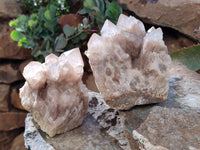 Natural Phantom Quartz Clusters x 2 From Luena, Congo