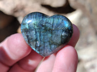 Polished Mini Labradorite Hearts x 23 From Tulear, Madagascar
