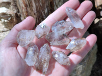 Natural Single Quartz Crystals with Ehydro Bubbles x 35 From Brandberg, Namibia