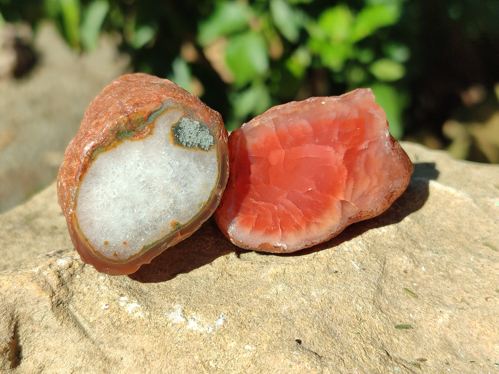 Polished On One Side Red Sashe River Agate Nodules x 35 From Zimbabwe - Toprock Gemstones and Minerals 