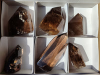 Polished Smokey Quartz Crystals x 6 From Madagascar