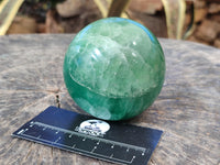 Polished Fluorescent Green Fluorite Spheres x 4 From Madagascar