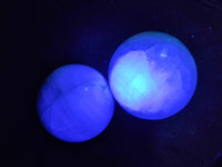 Polished Fluorescent Green Fluorite Spheres x 4 From Madagascar