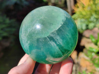 Polished Fluorescent Green Fluorite Spheres x 4 From Madagascar