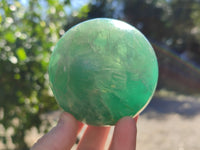 Polished Fluorescent Green Fluorite Spheres x 4 From Madagascar