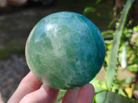 Polished Fluorescent Green Fluorite Spheres x 4 From Madagascar