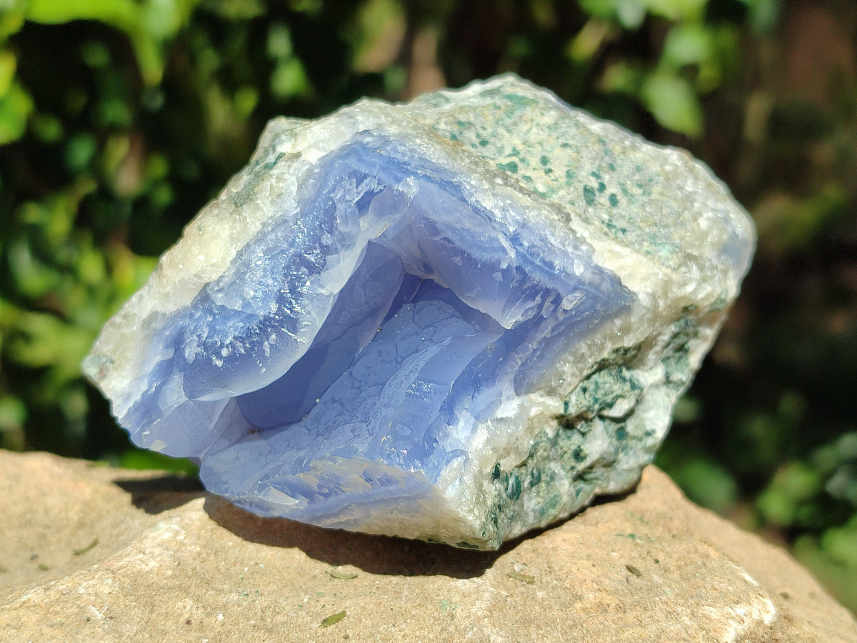 Natural Blue Lace Agate Geode Specimens x 3 From Nsanje, Malawi - Toprock Gemstones and Minerals 