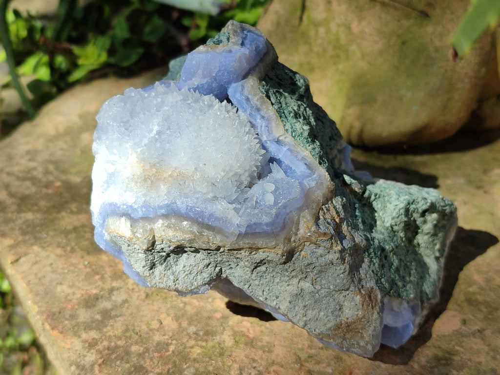Natural Blue Lace Agate Geode Specimens x 3 From Nsanje, Malawi - Toprock Gemstones and Minerals 