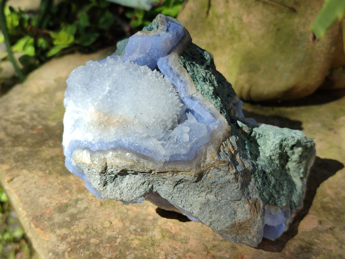 Natural Blue Lace Agate Geode Specimens x 3 From Nsanje, Malawi - Toprock Gemstones and Minerals 