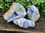 Natural Blue Lace Agate Geode Specimens x 3 From Nsanje, Malawi - Toprock Gemstones and Minerals 