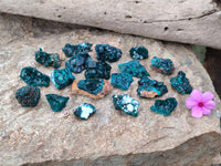 Natural Small Dioptase on Dolomite Matrix Specimens x 20 From Likasi, Congo