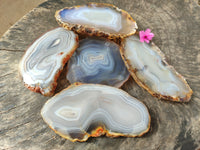 Polished Banded Agate Slices x 5 From Madagascar