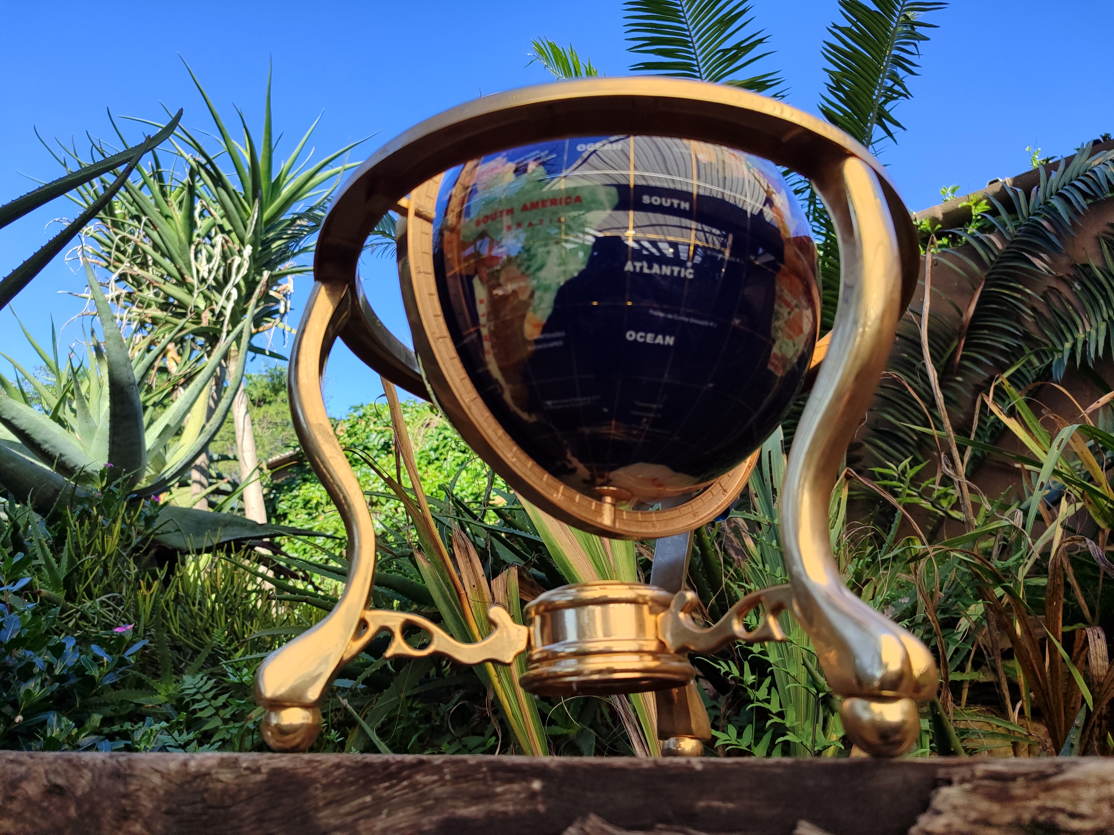 Hand Made Lapis Lazuli and Mixed Gemstone World Globe with Metal Stand x 1  From China - Toprock Gemstones and Minerals 