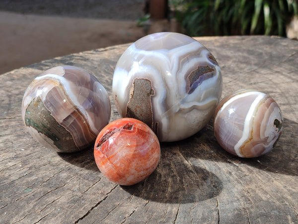 Polished Red Sashe River Agate Sphere's x 4 From Zimbabwe