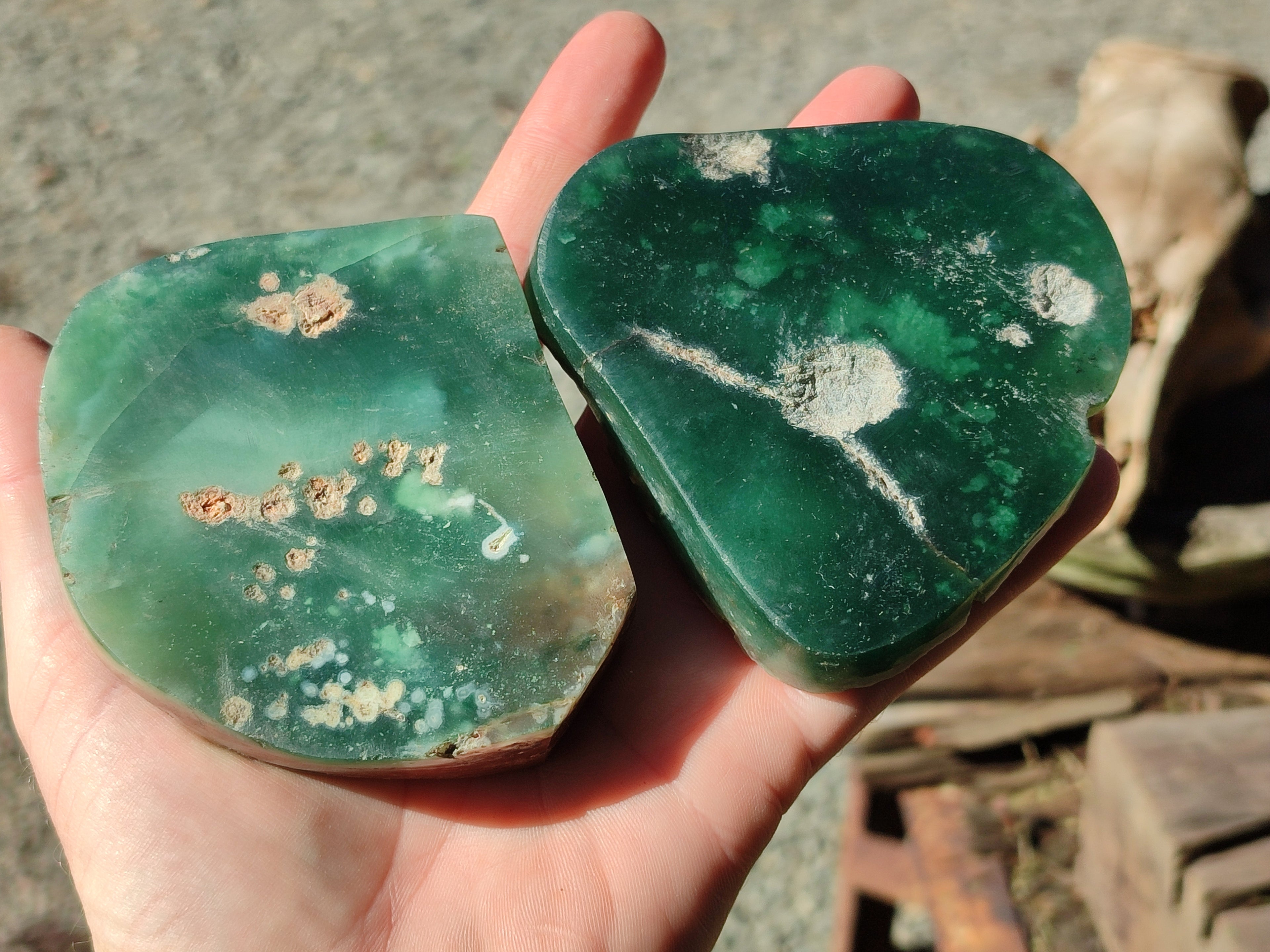 Polished On One Side Emerald Mtorolite Plates x 4 From Mutorashanga, Zimbabwe - Toprock Gemstones and Minerals 