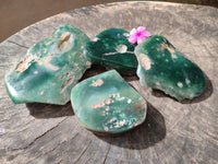 Polished On One Side Emerald Mtorolite Plates x 4 From Mutorashanga, Zimbabwe