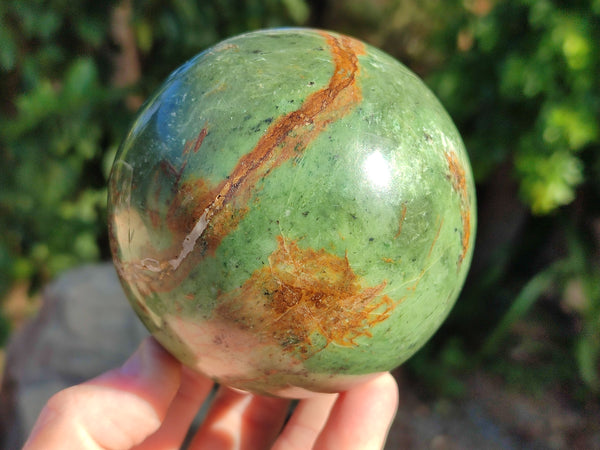 Polished Green Chrysoprase Spheres x 2 From Madagascar