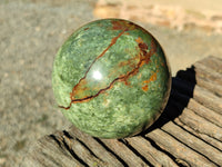 Polished Green Chrysoprase Spheres x 2 From Madagascar